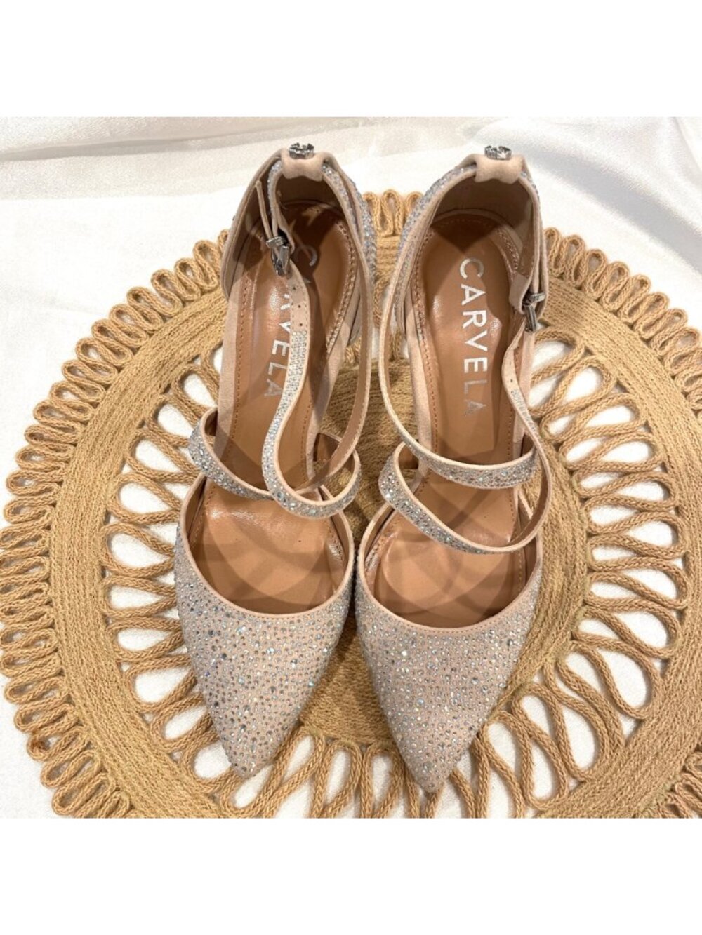 Carvela Kross Jewel Court Heels Glam EU 40.5 Neutral Jewel Crystal Rhinestone - Picture 4 of 12